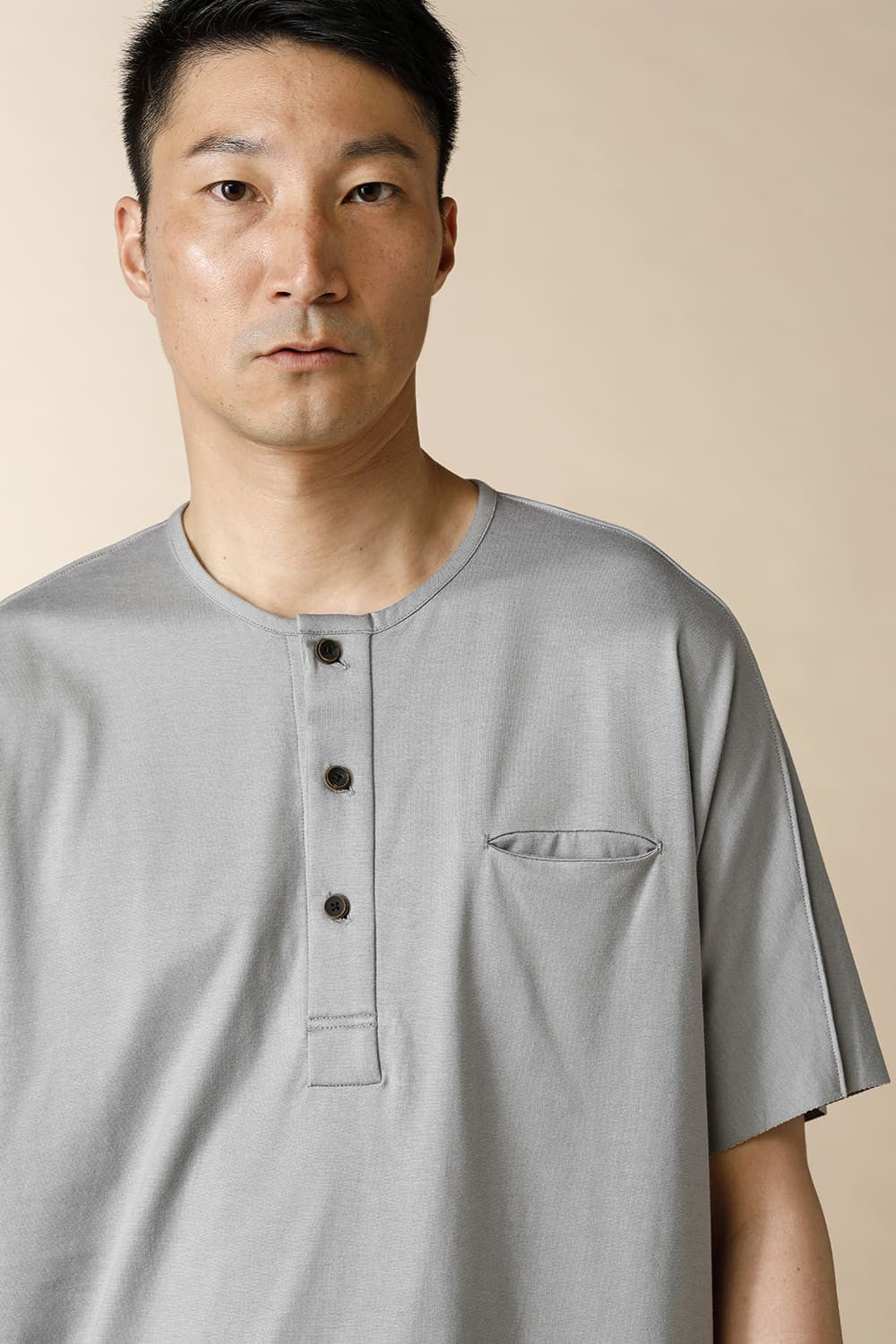 HENRY NECK T-SHIRT - CT68S-LJ43_Gray