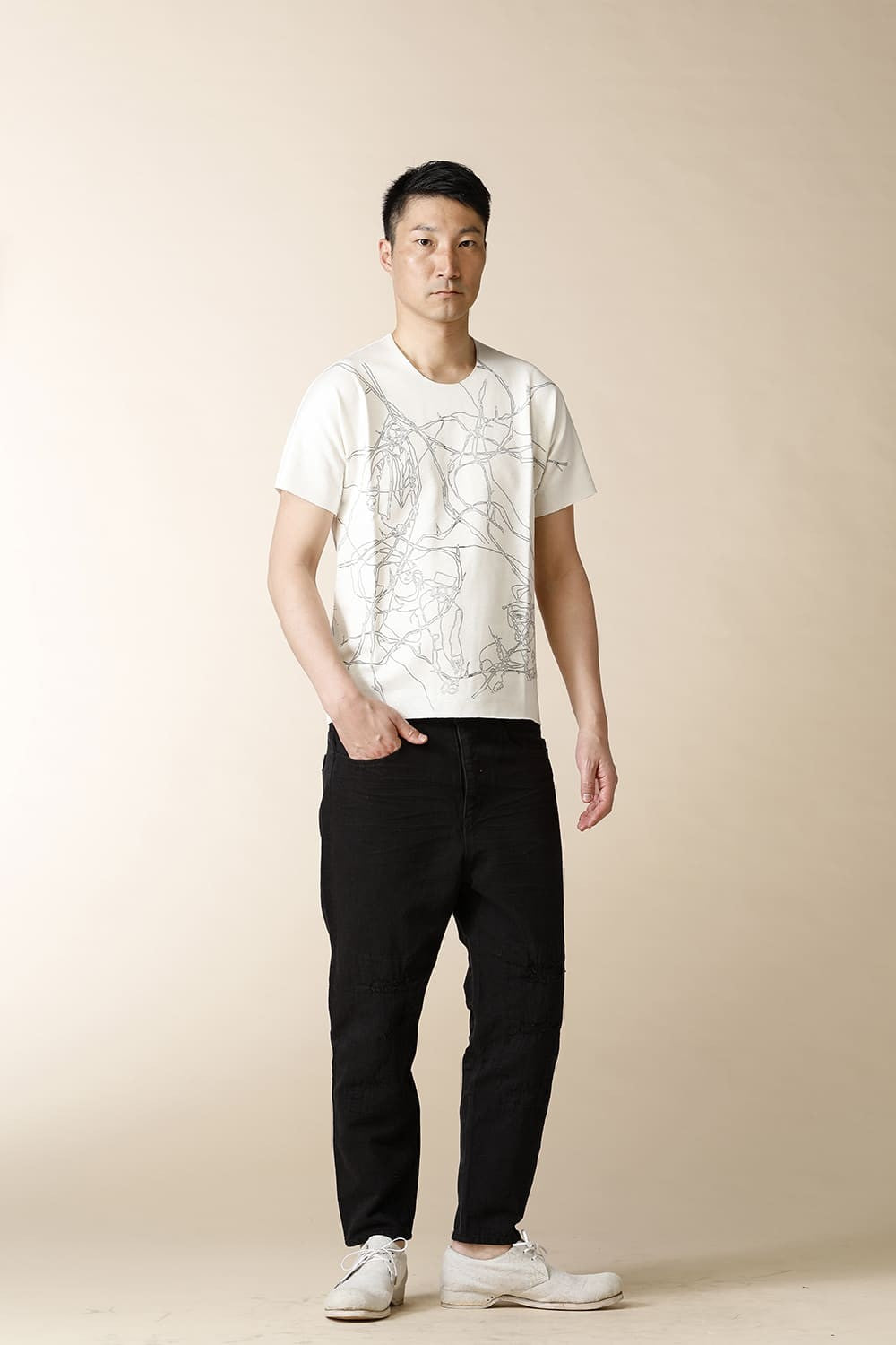 COTTON LINEN HERRINGBONE DENIM PANTS - PA75-DE3_black