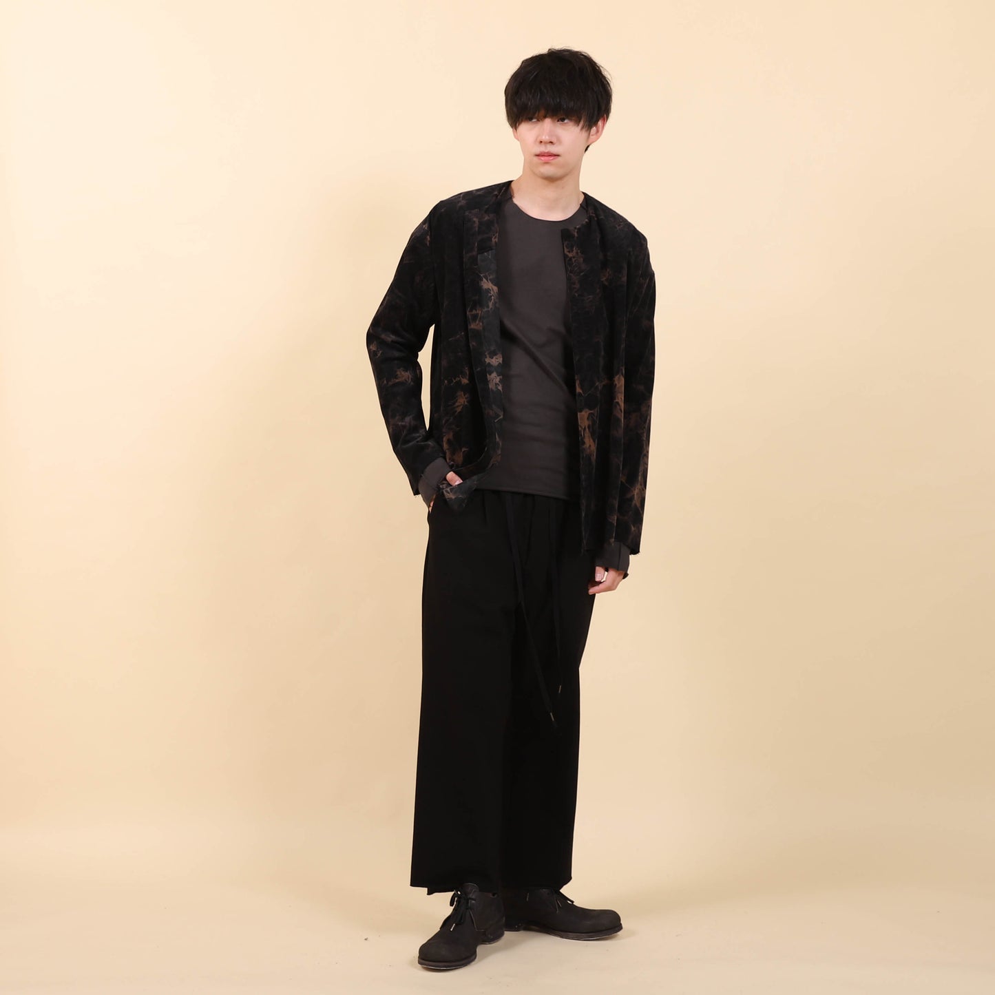 Elastic Waist Semi-Flare Pants- PA101-WLI9 _ indigo blue