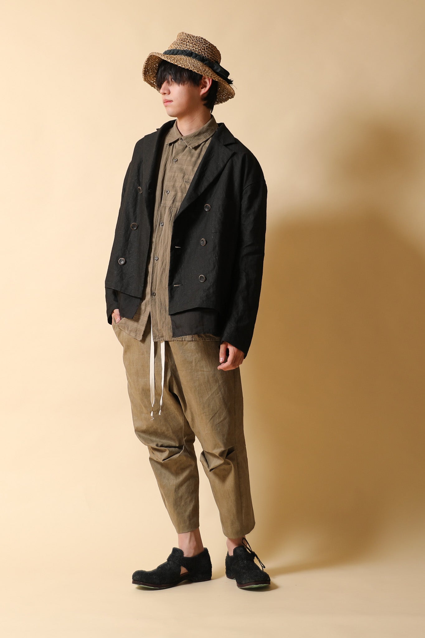 SWITCHABLE MATERIAL SHIRT - SH60-CLI29_Cafe_Black