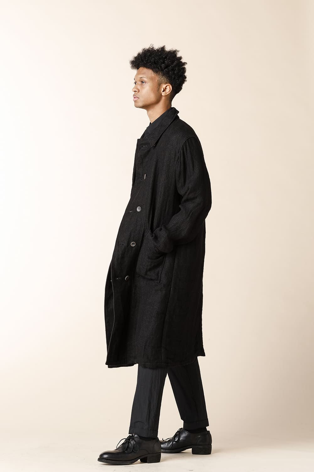 LONG COAT WITH DOUBLE BUTTON FRONT- CO33H-LI10_black
