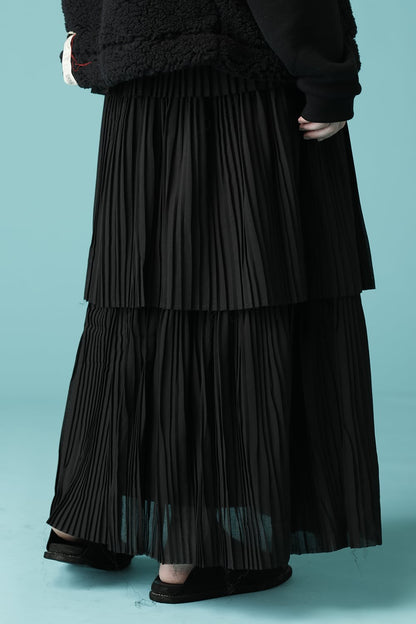 PLEATED LAYERED SKIRTT - SK9W-LW3-B_Black