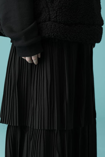 PLEATED LAYERED SKIRTT - SK9W-LW3-B_Black