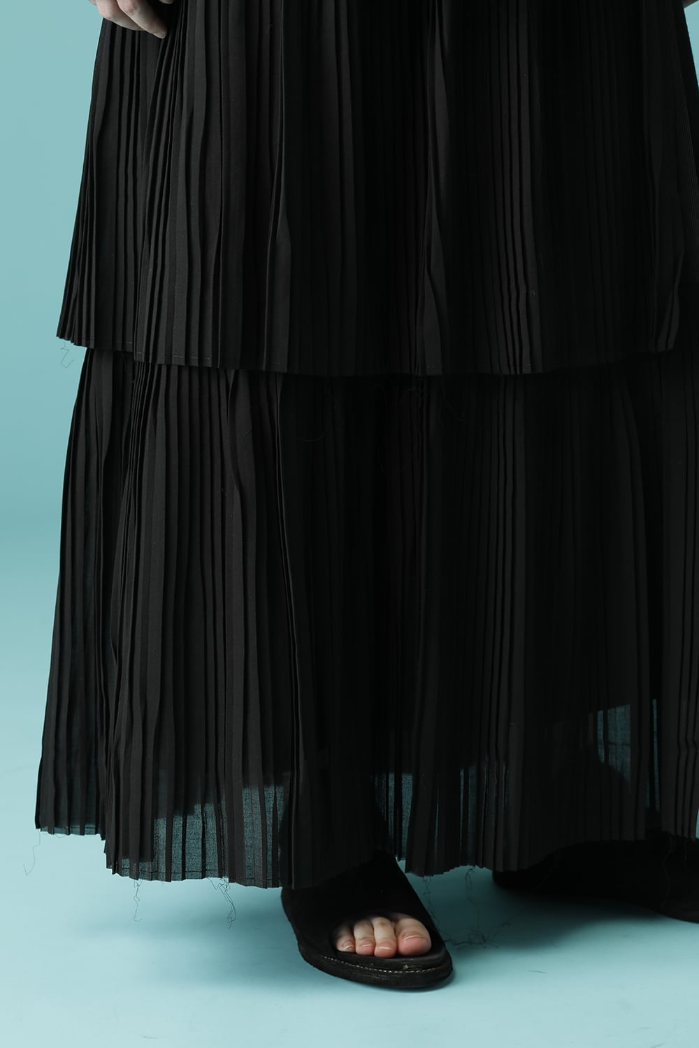 PLEATED LAYERED SKIRTT - SK9W-LW3-B_Black