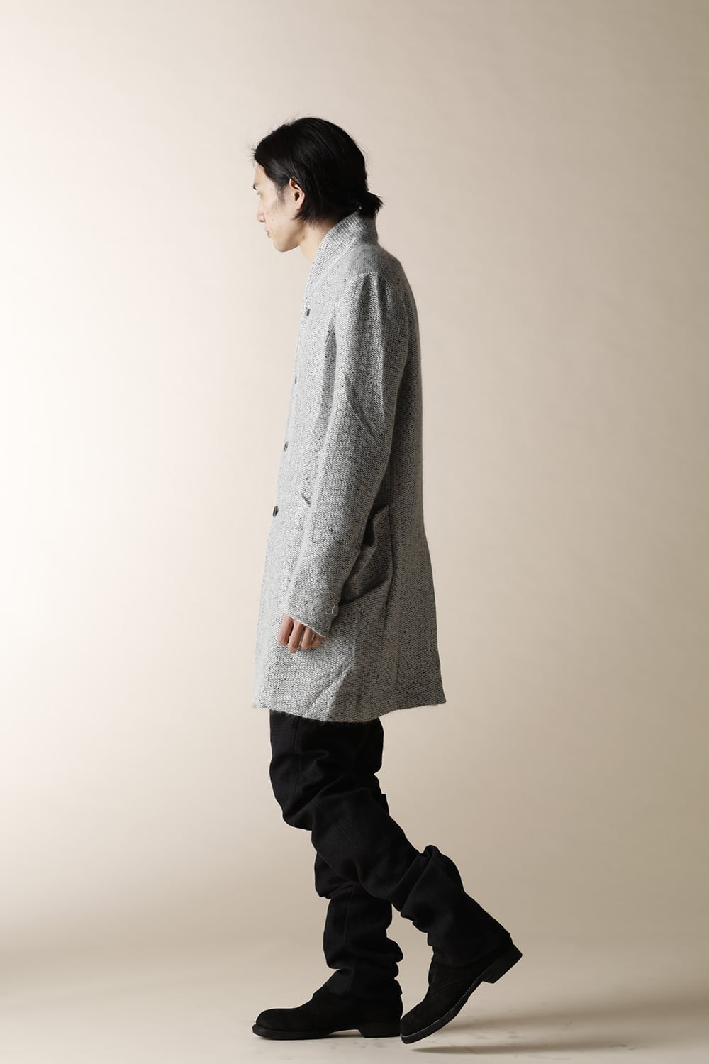 SHAWLL COLLAR LONG JACKET - JK52-MW7_snow gray