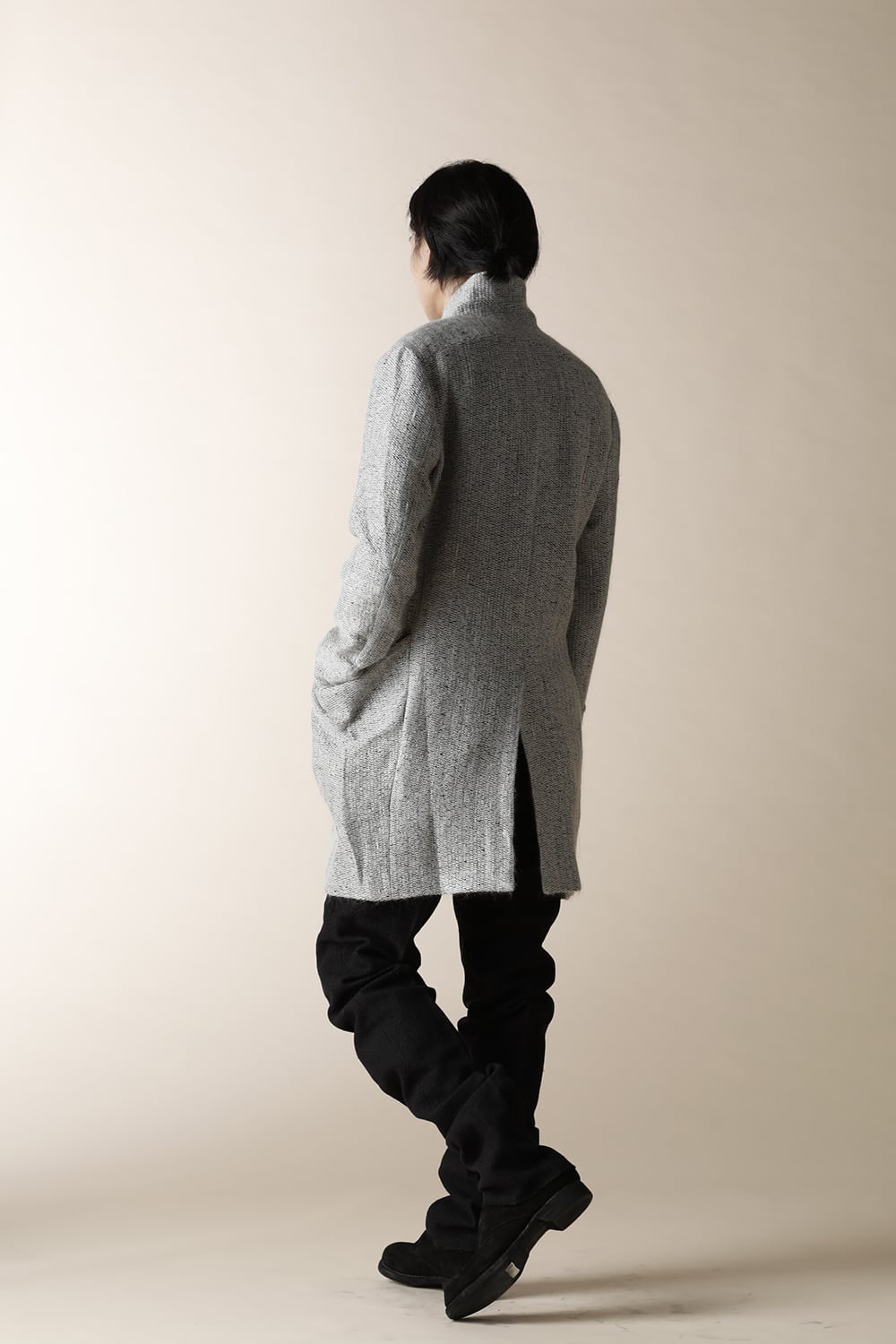 SHAWLL COLLAR LONG JACKET - JK52-MW7_snow gray