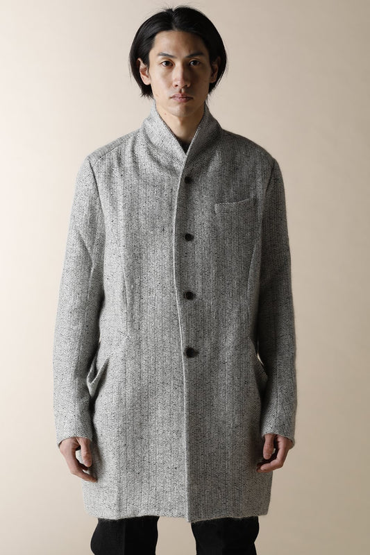 SHAWLL COLLAR LONG JACKET - JK52-MW7_snow gray