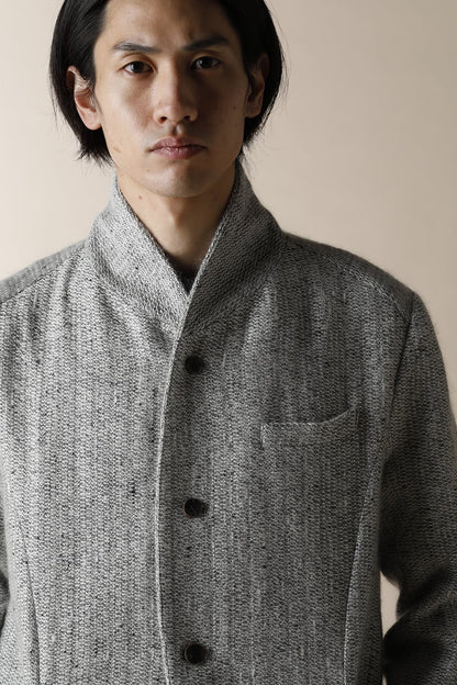 SHAWLL COLLAR LONG JACKET - JK52-MW7_snow gray