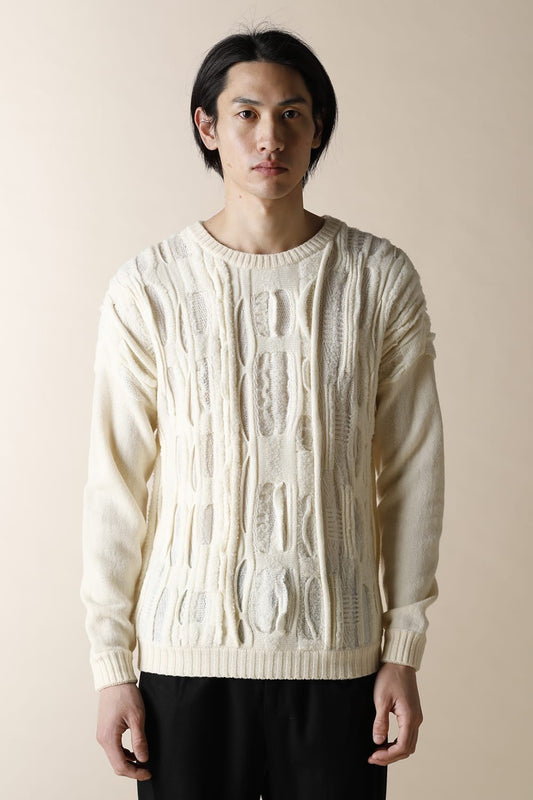 PULL OVER JACQUARD KNIT- CT52K-KW5_ecru white