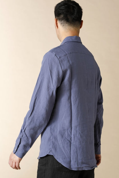 DOUBLE LAYERED WING-COLLARED BASIC SHIRT - SH52-LI12_Fade navy