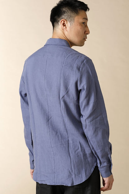 DOUBLE LAYERED WING-COLLARED BASIC SHIRT - SH52-LI12_Fade navy