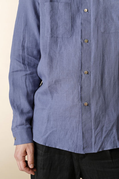 DOUBLE LAYERED WING-COLLARED BASIC SHIRT - SH52-LI12_Fade navy