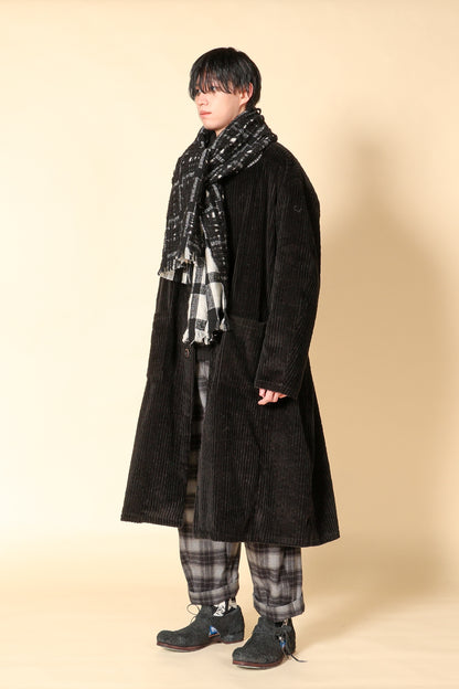 DOUBLE-WOVEN & HALF-WIDTH FRINGE STOLE _ A29-MW22_999(black) - F