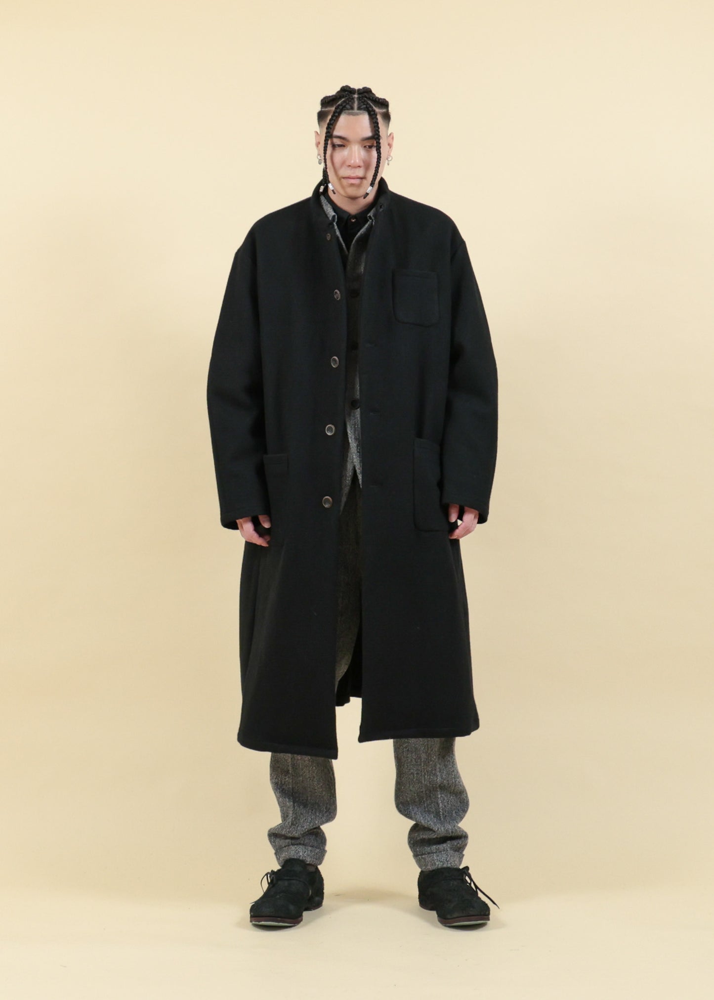 STAND COLLAR LOOSE SILHOUETTE COAT-CO31-MW19_black