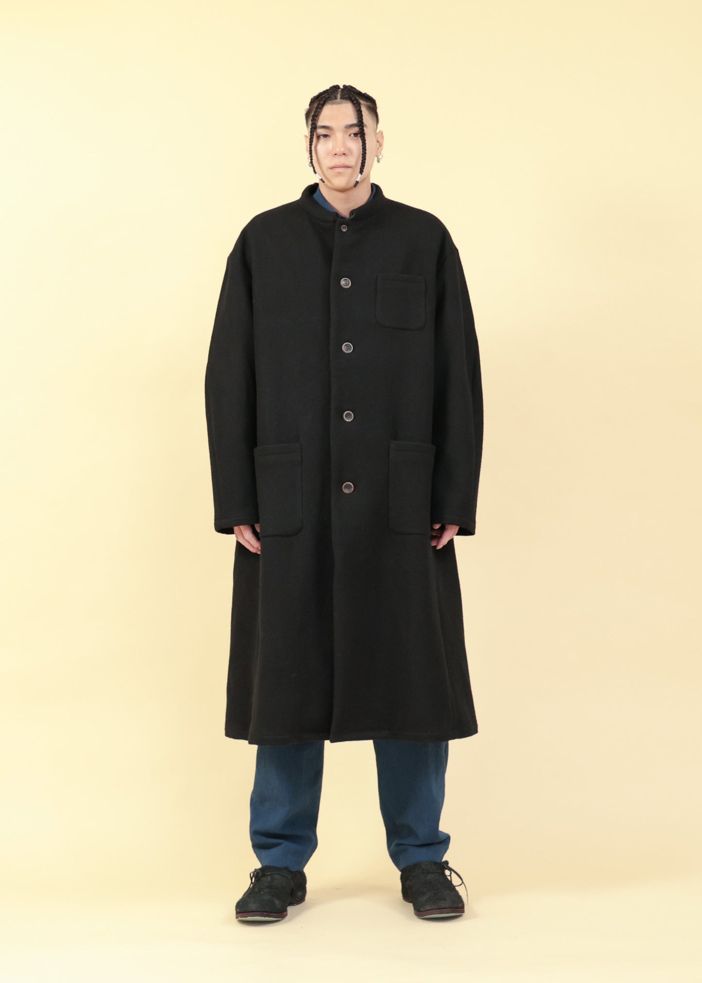 STAND COLLAR LOOSE SILHOUETTE COAT-CO31-MW19_black