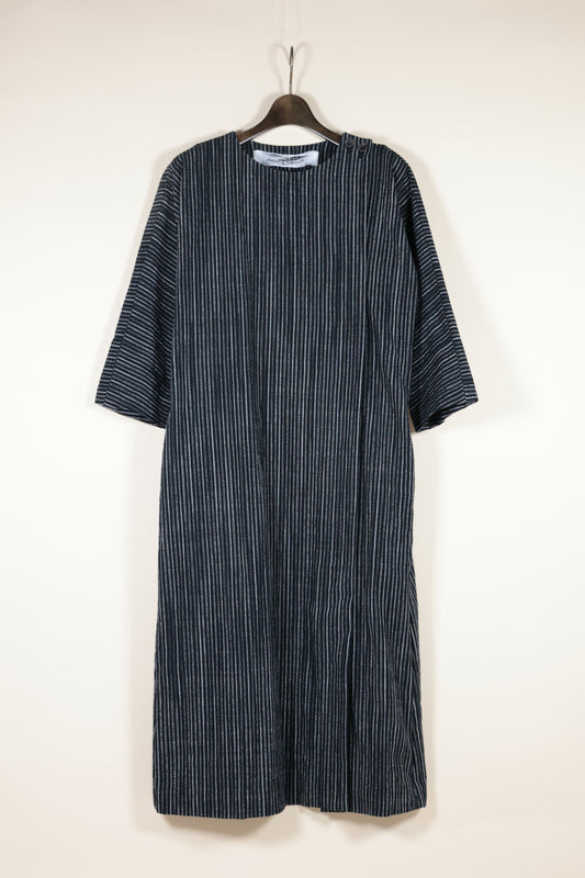 Random Stripe Cotton Long Dress – Black / OP40W-LC48-999