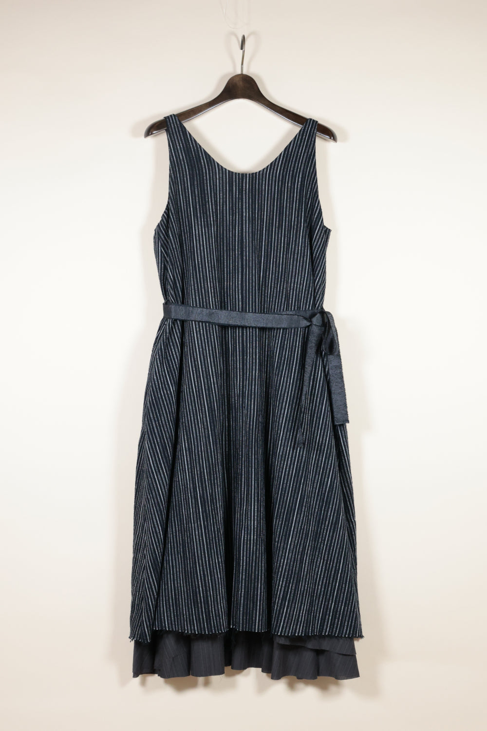 Random Stripe Cotton Layered Sleeveless Dress – Black / OP11W-LC48-999