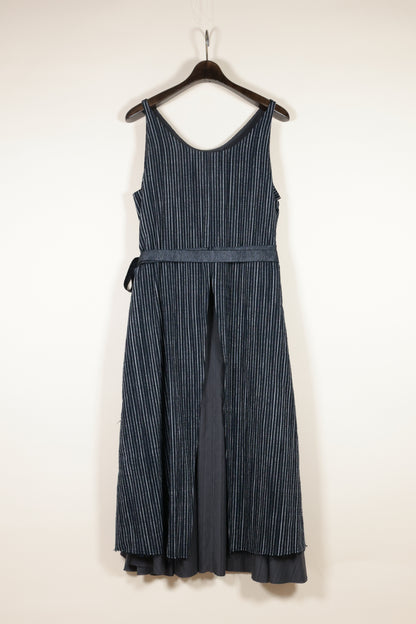 Random Stripe Cotton Layered Sleeveless Dress – Black / OP11W-LC48-999