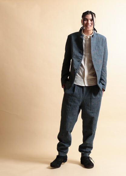 STAND COLLAR JACKET - JK45-MC13_indigo - yellow