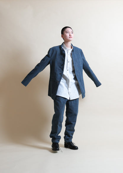 STAND COLLAR JACKET - JK45-MC13_indigo - yellow