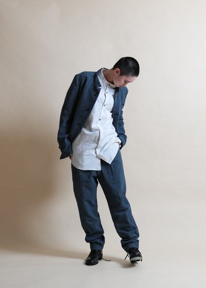 STAND COLLAR JACKET - JK45-MC13_indigo - yellow