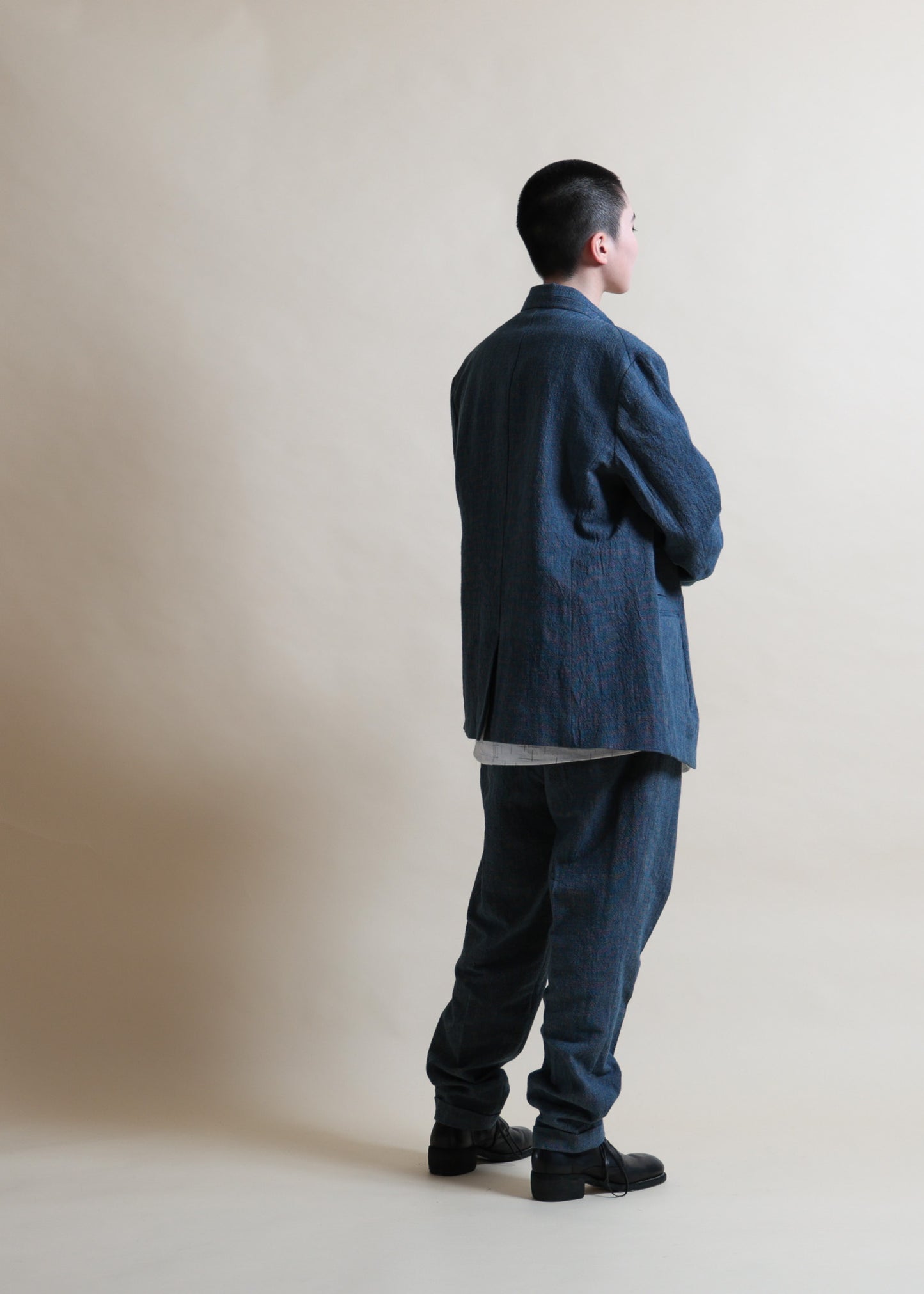 STAND COLLAR JACKET - JK45-MC13_indigo - yellow