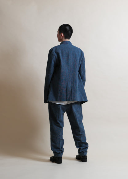 STAND COLLAR JACKET - JK45-MC13_indigo - yellow