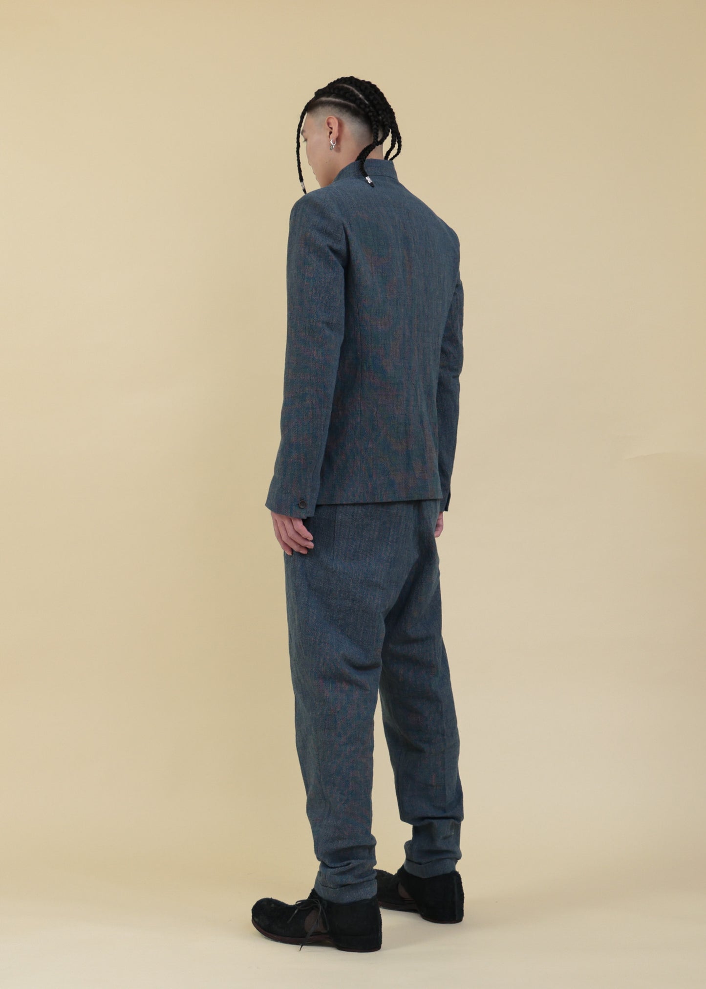 STAND COLLAR JACKET - JK45-MC13_indigo - yellow