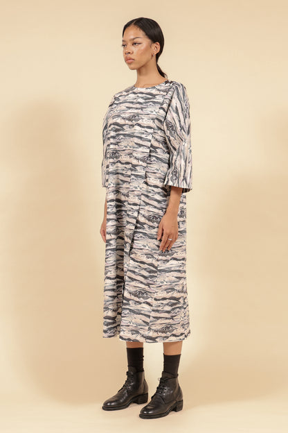 Random Stripe Cotton Long Dress – Black / OP40W-LC48-999