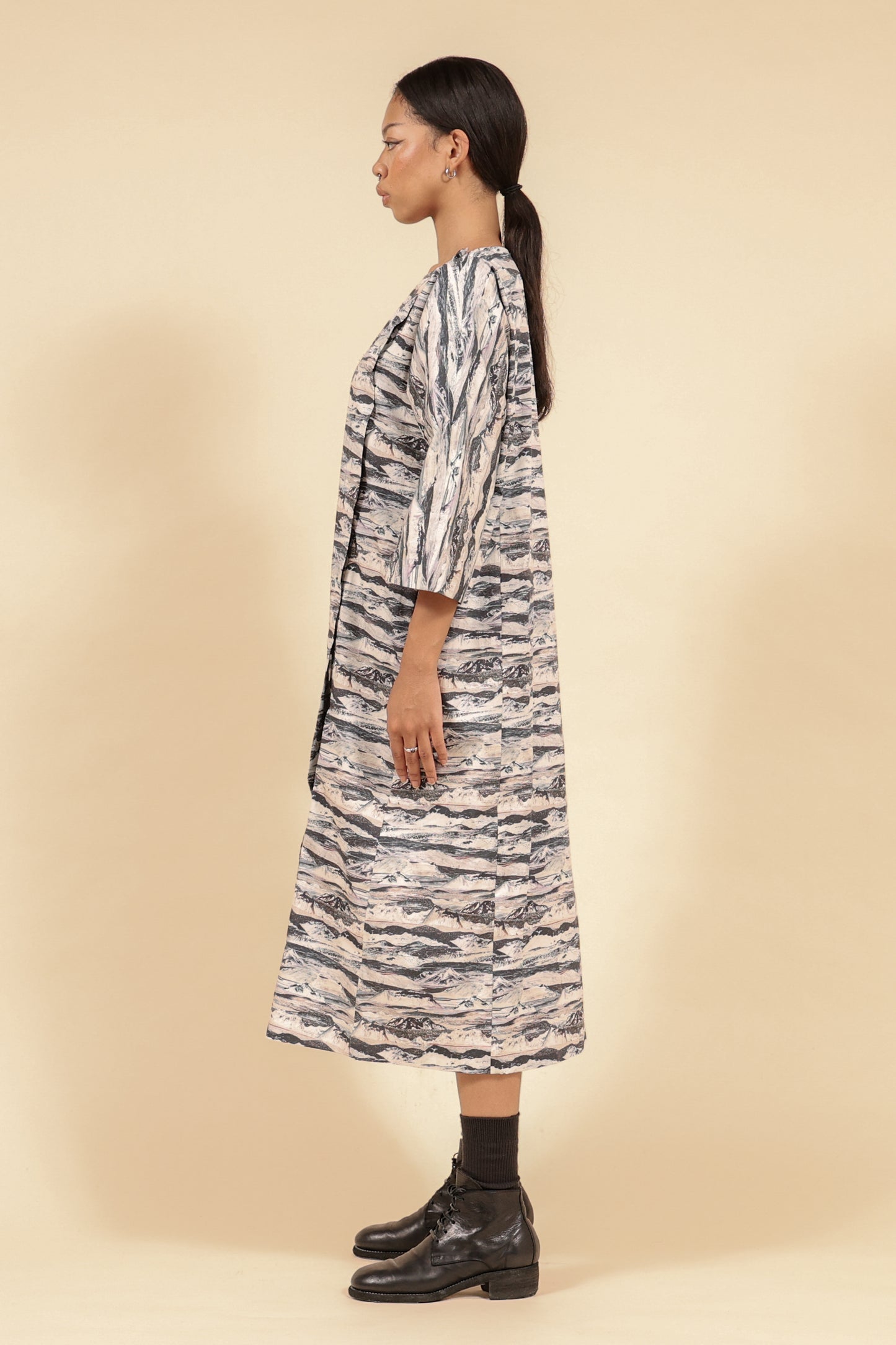 Random Stripe Cotton Long Dress – Black / OP40W-LC48-999