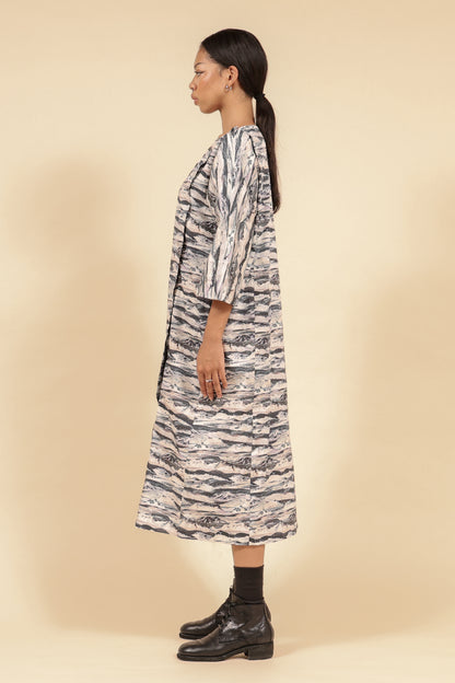 Random Stripe Cotton Long Dress – Black / OP40W-LC48-999