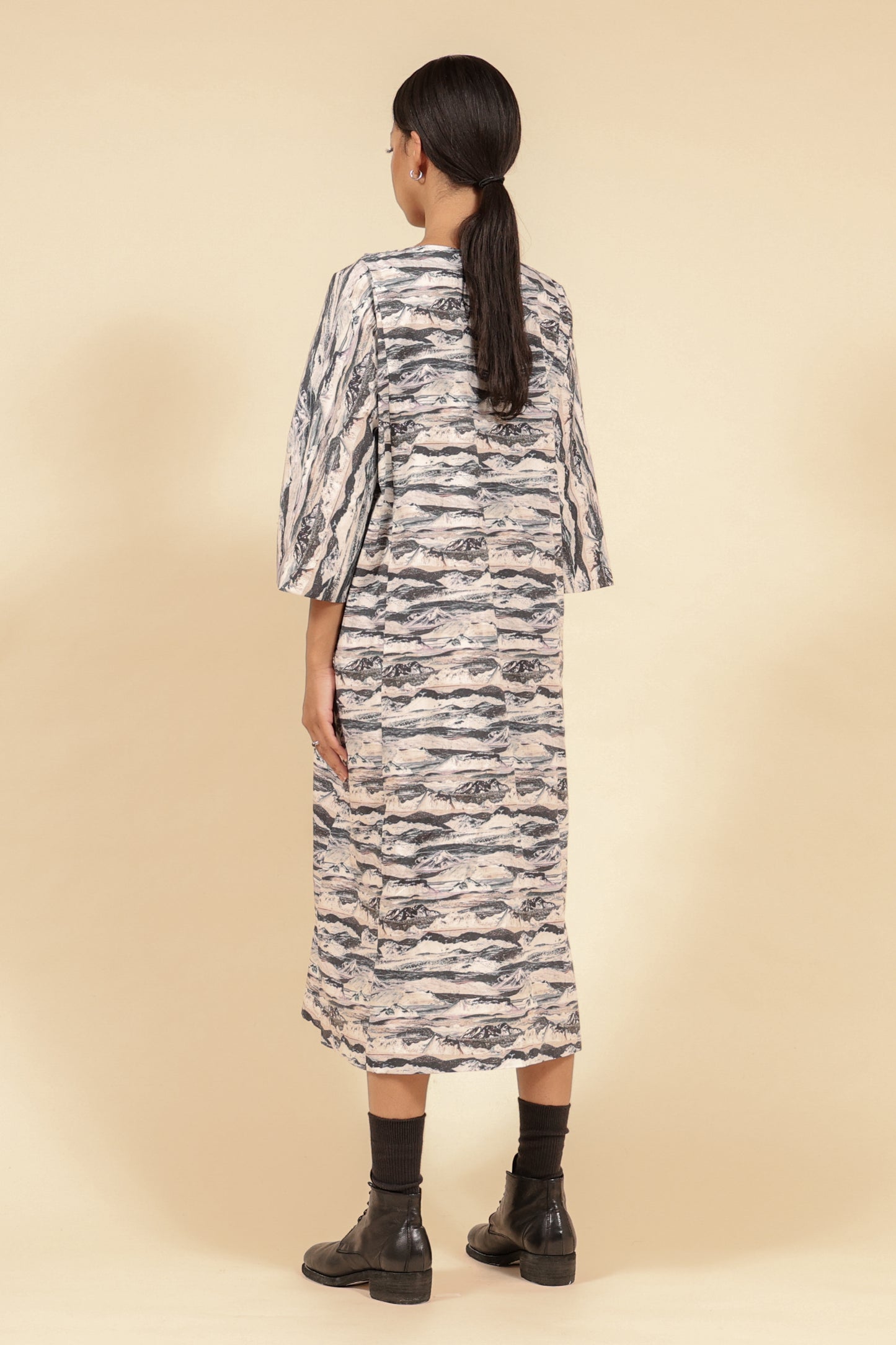 Random Stripe Cotton Long Dress – Black / OP40W-LC48-999