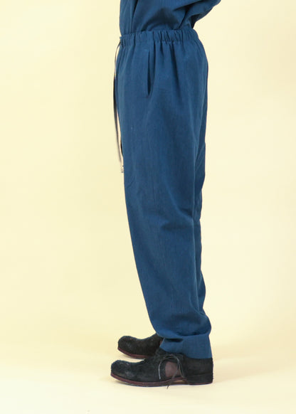 ELASTIC WAIST EASY WIDE PANTS-PA89L-LC42_indigo blue