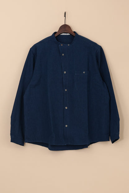 STAND COLLAR WIDE SHIRTS-SH56-LC42_indigo blue