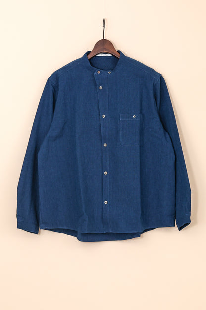 STAND COLLAR WIDE SHIRTS-SH56-LC42_indigo blue