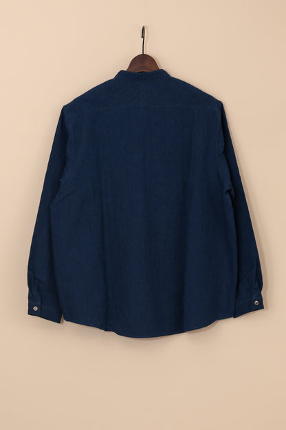 STAND COLLAR WIDE SHIRTS-SH56-LC42_indigo blue