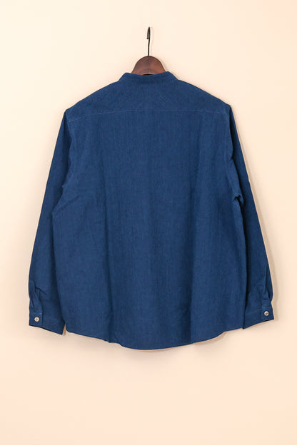 STAND COLLAR WIDE SHIRTS-SH56-LC42_indigo blue