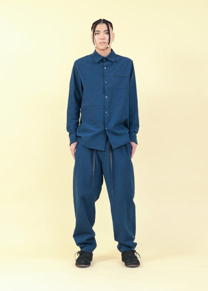 SWITCHABLE MATERIAL SHIRT - SH60-LC42_indigo blue