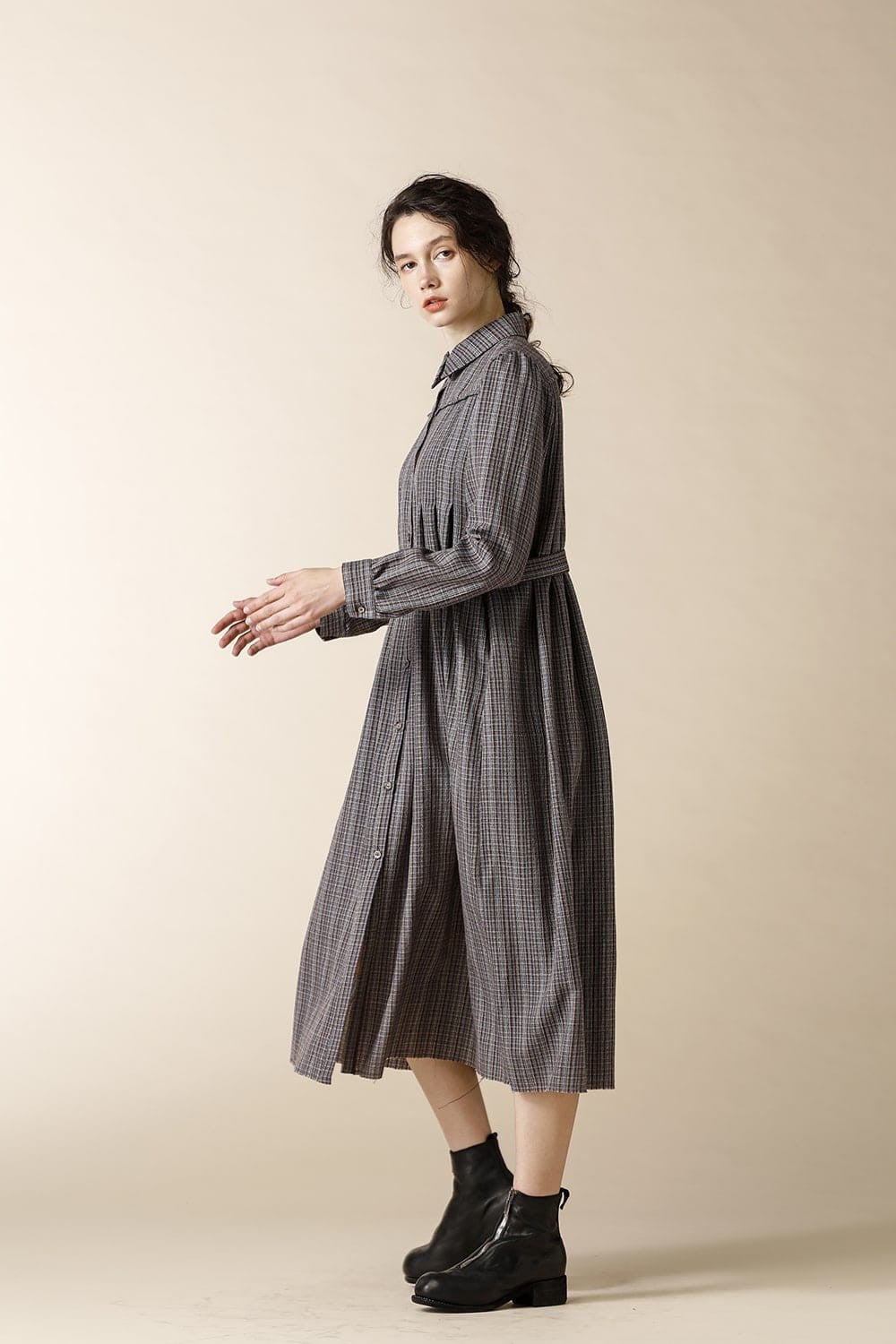 LONG PLEATS SHIRTS DRESS - SH39W-LW6_brown purple