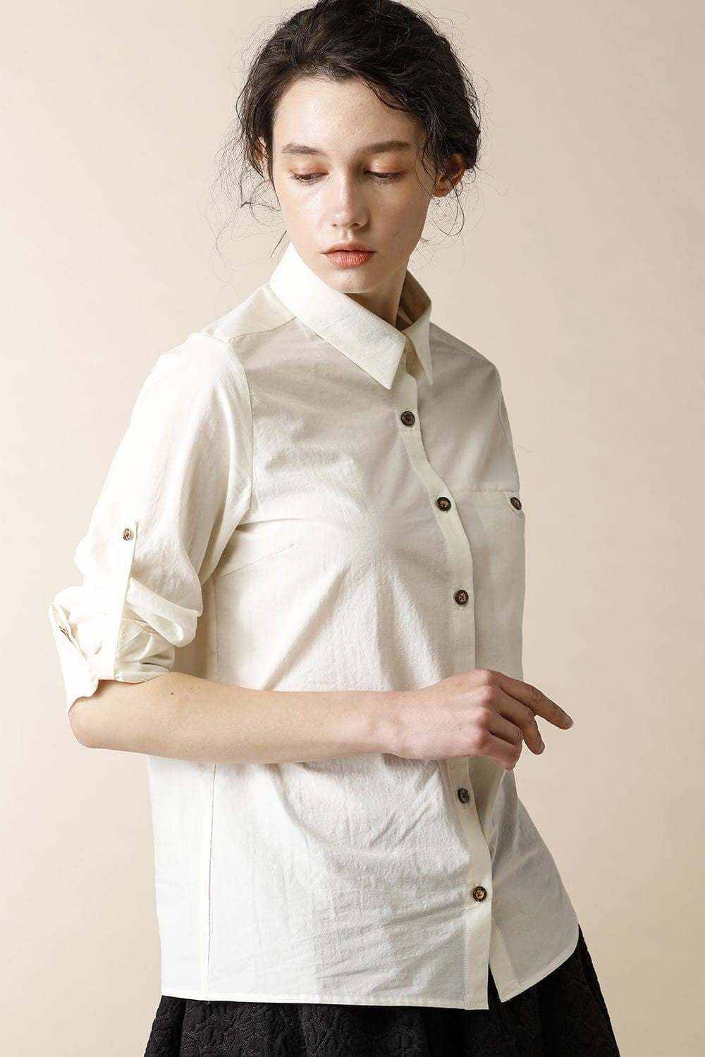 GATHER SHIRTS - SH49W-LCW18_ecru white