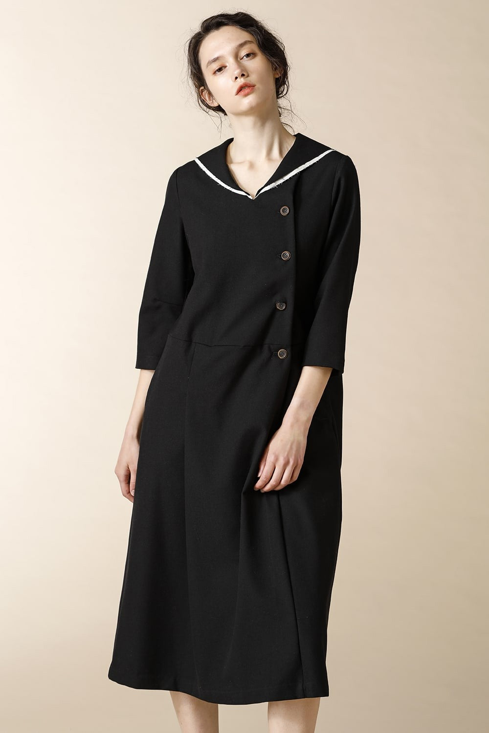 SAYLOR 3/4 LENGTH SLEEVES DRESS - OP18W-LCW8_Black