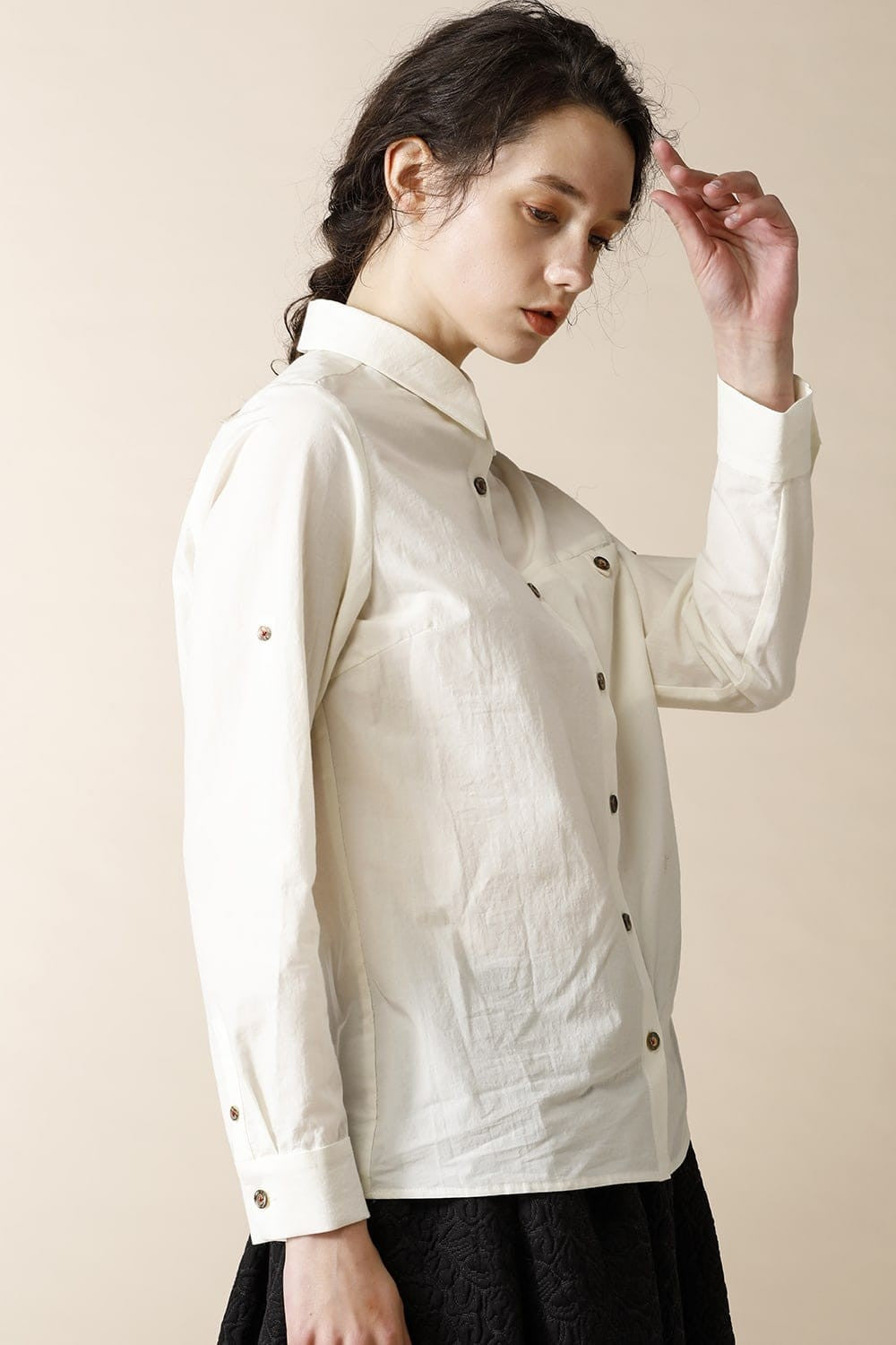 GATHER SHIRTS - SH49W-LCW18_ecru white