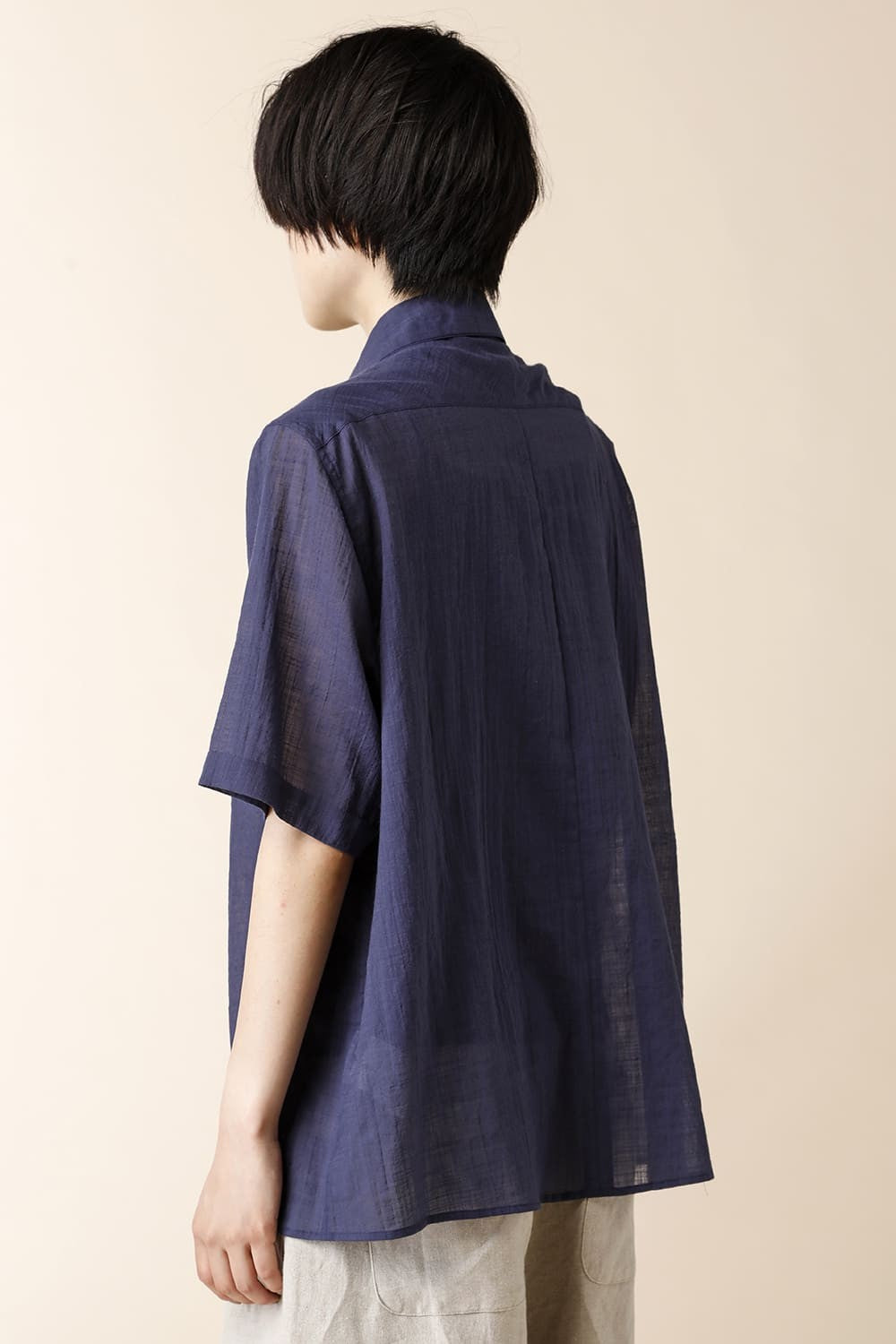 WIDE SHORT SLEEVE　FLARE SHIRTS - SH54S-LC33_Navy Blue