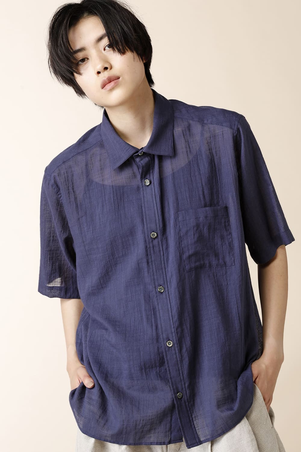 WIDE SHORT SLEEVE　FLARE SHIRTS - SH54S-LC33_Black